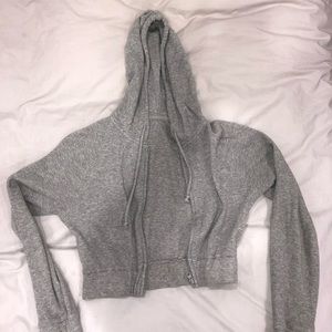 cropped gray hoodie
